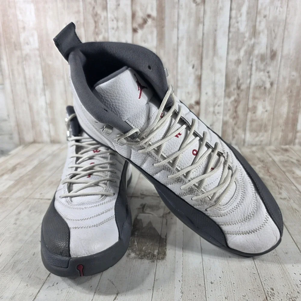 Jordan 12 Retro White Dark Grey Mens Size 13 Sneakers 130690-160 2019 Basketball